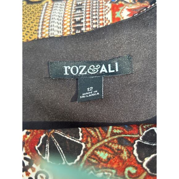 Roz & Ali Career Dress 12 Lined Geometric Print Rear Zip Entry Contemporary - Picture 4 of 14